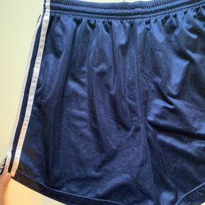 Mens Adidas Navy blue shorts. Polyester no inside brief. Mens large? 30” waist